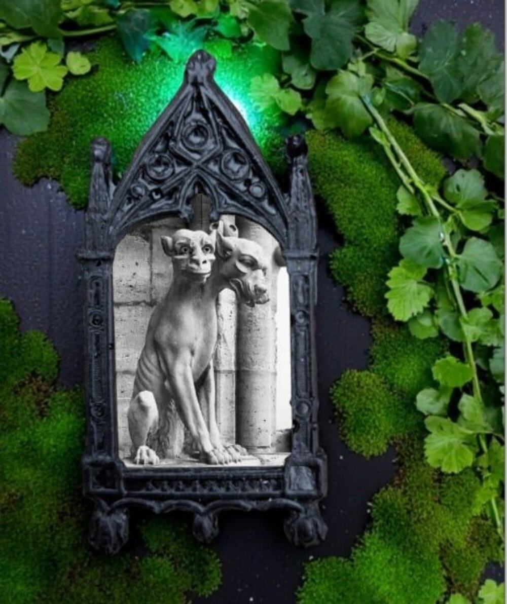 Cerberus Pin Hellhound Hades Dog Stone Sculpture Cathedral Art